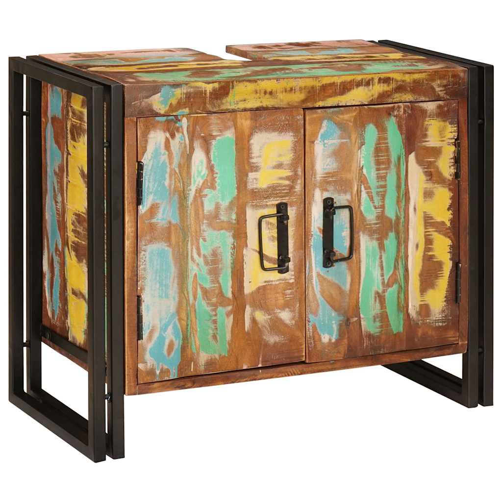 vidaXL Mobile sottolavabo con porta Legno massello di recupero e ferro