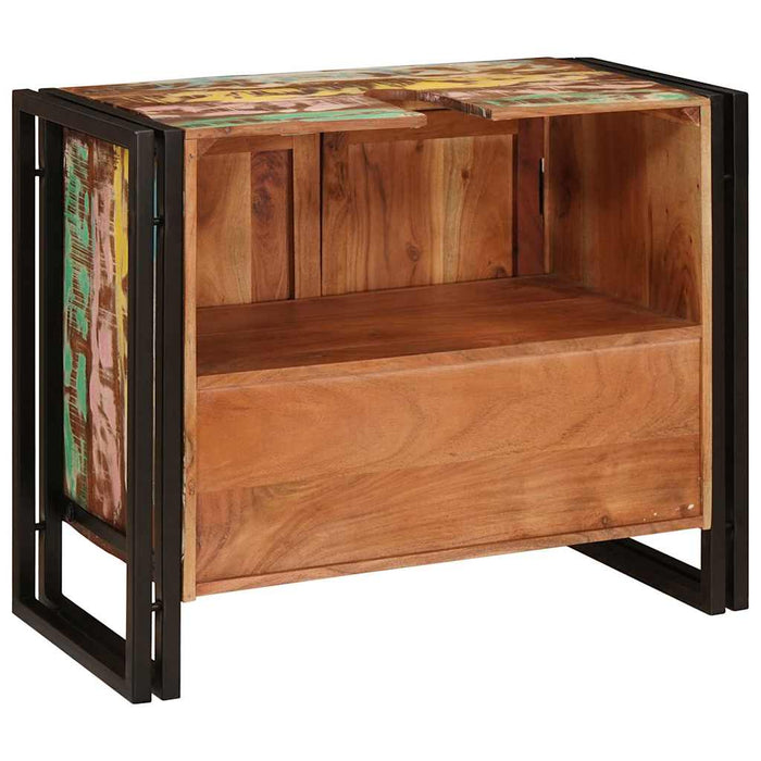 vidaXL Mobile sottolavabo con porta Legno massello di recupero e ferro