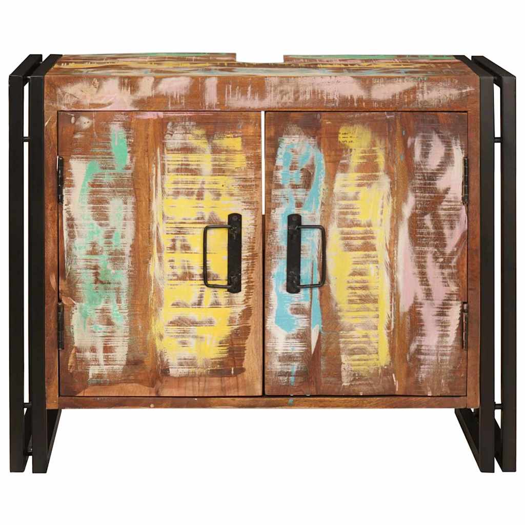 vidaXL Mobile sottolavabo con porta Legno massello di recupero e ferro