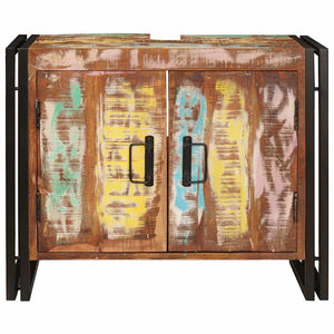 vidaXL Mobile sottolavabo con porta Legno massello di recupero e ferro