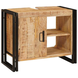 vidaXL Mobile sottolavabo con porta Legno massello di mango e ferro