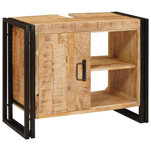 vidaXL Mobile sottolavabo con porta Legno massello di mango e ferro