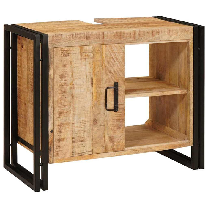 vidaXL Mobile sottolavabo con porta Legno massello di mango e ferro