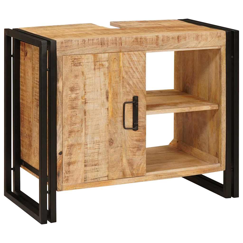 Mobile sottolavabo con porta Legno massello di mango e ferro 4102772