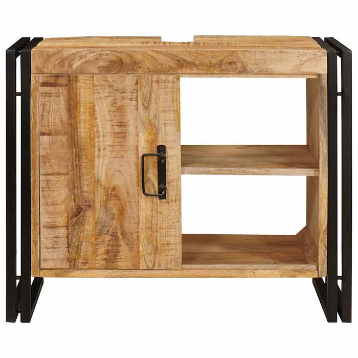 vidaXL Mobile sottolavabo con porta Legno massello di mango e ferro