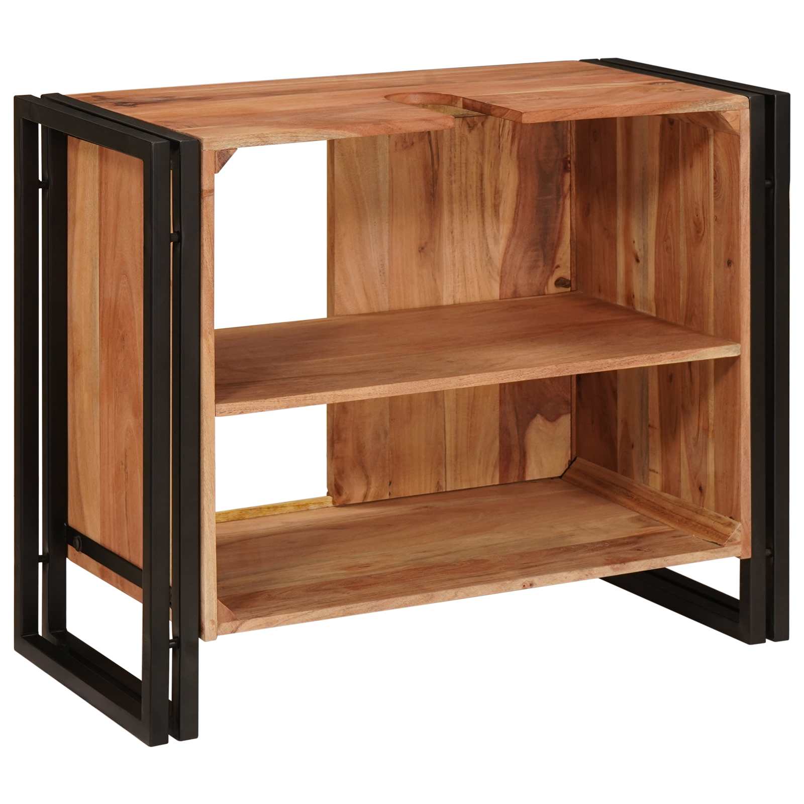 Mobile sottolavabo con porta Legno massello di acacia e ferro 4102773