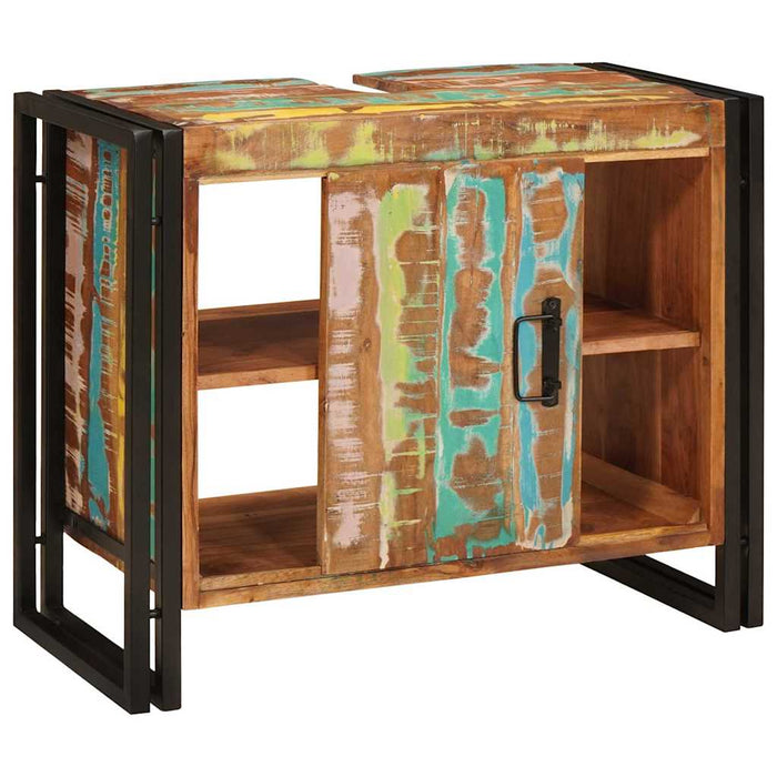 Mobile sottolavabo con porta Legno massello di recupero e ferro 4102774