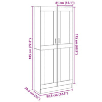 Credenza-Buffet-Armadio da cucina Alta Rovere Artigianale 82,5x30,5x185 cm in Truciolato 779274
