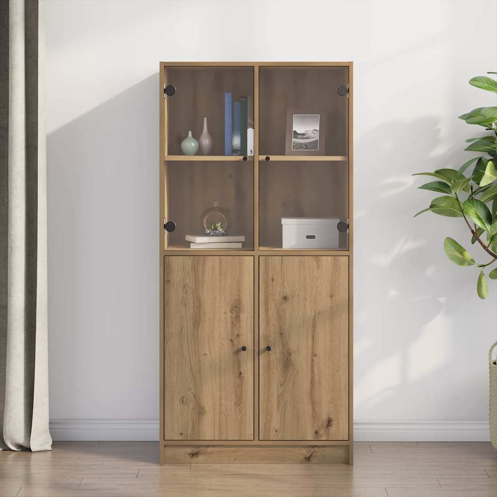 Credenza con Ante Rovere Artigianale 68x37x142 cm Multistrato