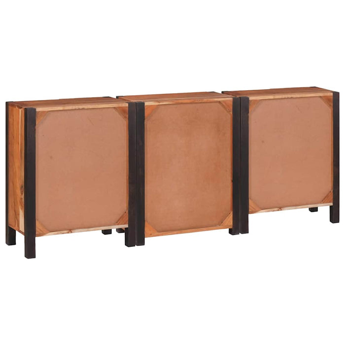 vidaXL Credenza 3 pcs Marrone 55 x 30 x 75 cm Legno massello di acacia