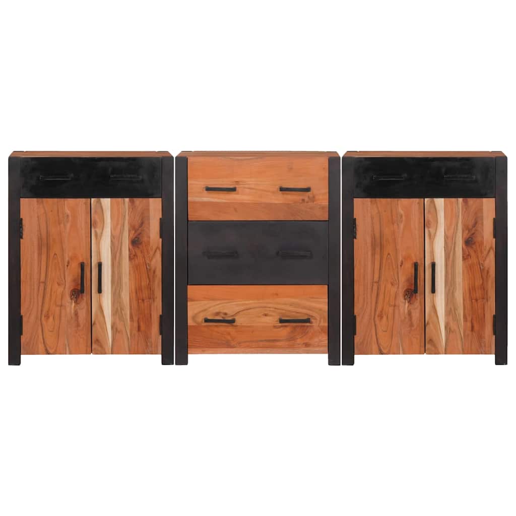 vidaXL Credenza con cassetto 3 pcs Marrone 165 x 30 x 75 cm