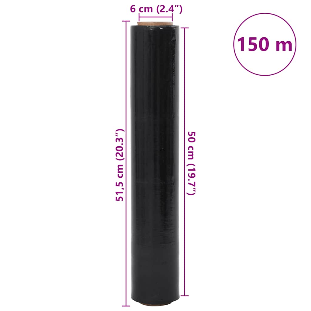 vidaXL Film Estensibile 2 pz Nero 17 μm 50 cm x 150 m