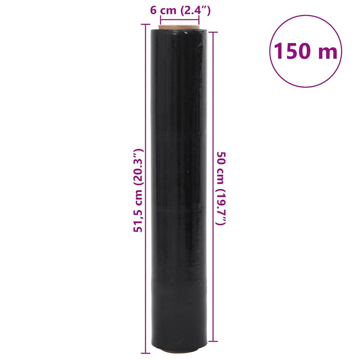 vidaXL Film Estensibile 2 pz Nero 17 μm 50 cm x 150 m