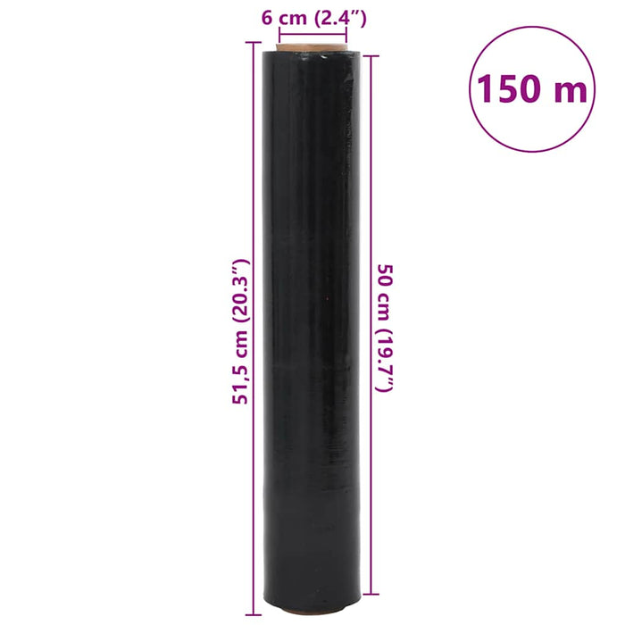 vidaXL Film Estensibile 6 pz Nero 17 μm 50 cm x 150 m