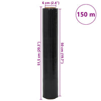 vidaXL Film Estensibile 6 pz Nero 23 μm 50 cm x 150 m