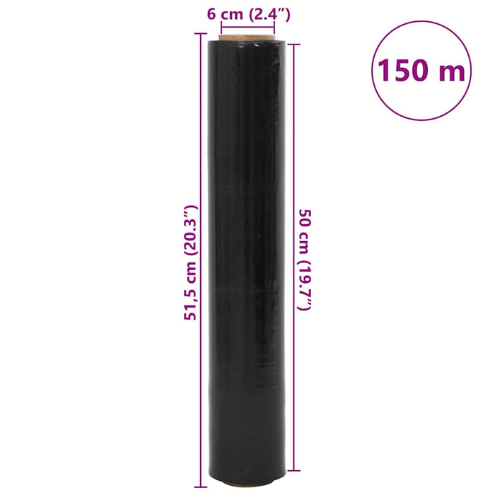 vidaXL Film Estensibile 6 pz Nero 23 μm 50 cm x 150 m