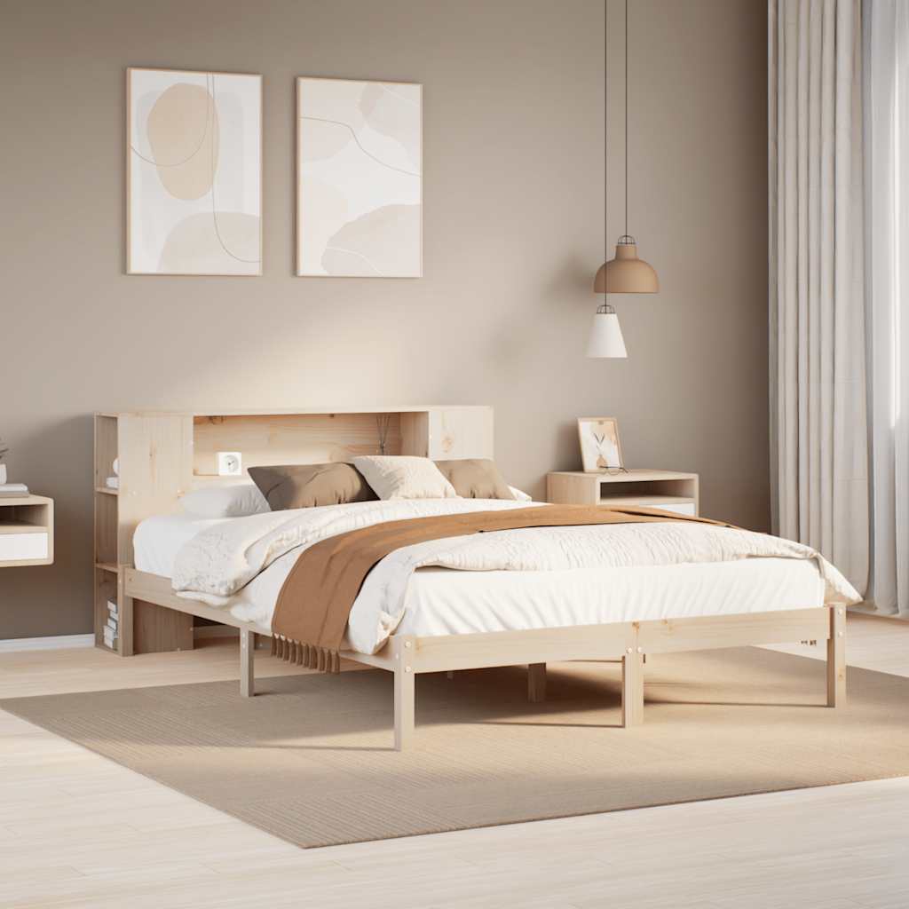Letto Libreria senza Materasso-Struttura Letto con contenitore 120x200cm Legno Massello di Pino 118325