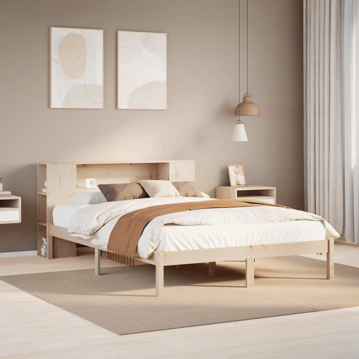 Letto Libreria senza Materasso-Struttura Letto con contenitore 120x200cm Legno Massello di Pino 118325