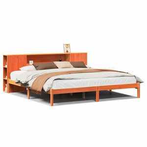 vidaXL Letto Libreria senza Materasso Marrone Cera 200x200 cm in Pino