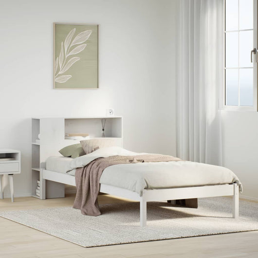Letto con Libreria senza Materasso-Struttura Letto con contenitore 75x190 cm in Legno Pino 838876