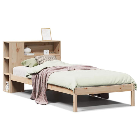 Letto Libreria senza Materasso-Struttura Letto con contenitore 100x200 cm in Legno di Pino 808280