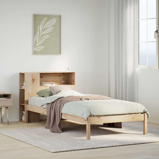 Letto Libreria senza Materasso-Struttura Letto con contenitore 100x200 cm in Legno di Pino 808280