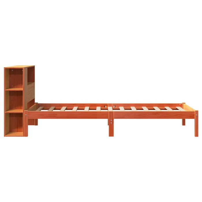 vidaXL Letto Libreria senza Materasso Marrone Cera 100x200 cm in Pino