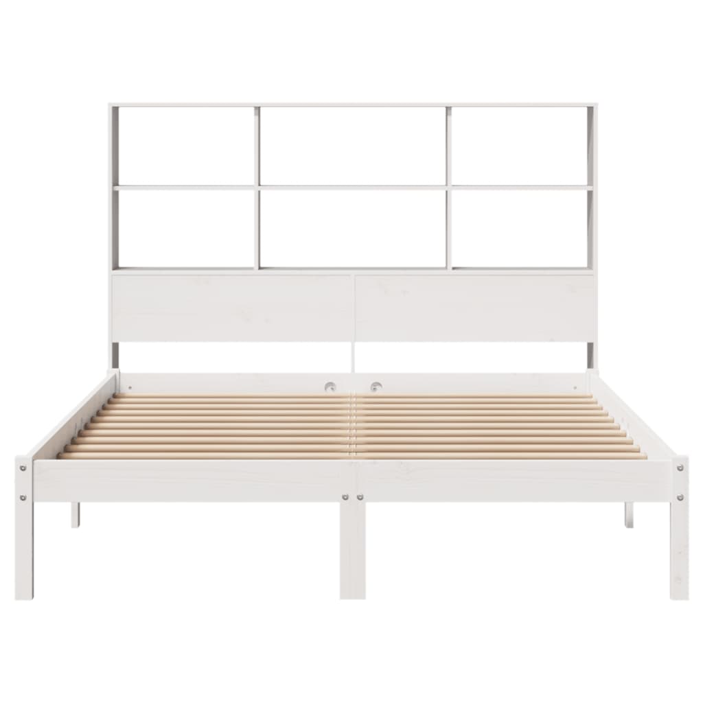 Letto Libreria senza Materasso Bianco 150x200 cm Legno di Pino 3321590