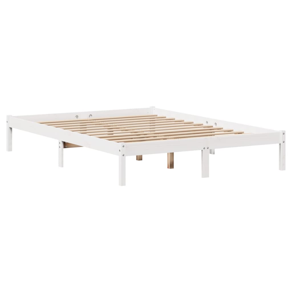 Letto Libreria senza Materasso Bianco 150x200 cm Legno di Pino 3321590