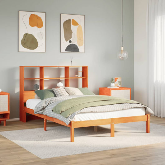 vidaXL Letto Libreria senza Materasso Marrone Cera 120x190 cm in Pino