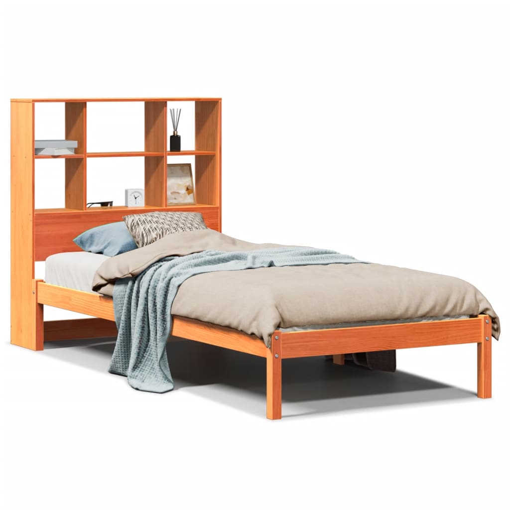 vidaXL Letto Libreria senza Materasso Marrone Cera 90x200 cm in Pino