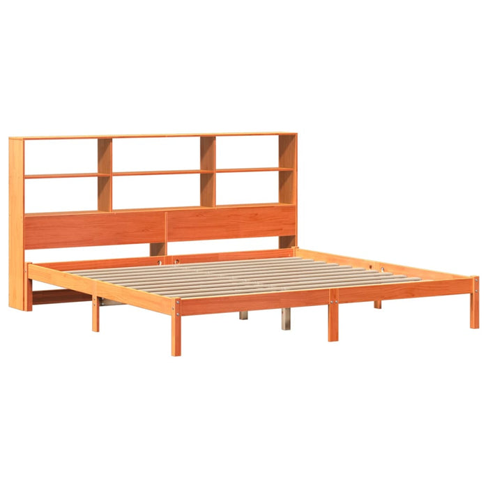 vidaXL Letto Libreria senza Materasso Marrone Cera 200x200 cm in Pino