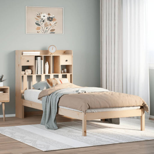 Giroletto con Libreria senza Materasso-Struttura Letto con contenitore 75x190 cm in Legno Pino 887152