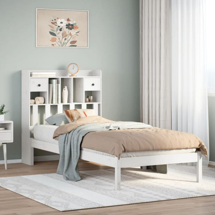 Letto con Libreria senza Materasso-Struttura Letto con contenitore 75x190 cm in Legno Pino 643902