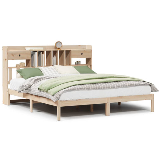 Letto Libreria senza Materasso-Struttura Letto con contenitore 180x200 cm in Legno di Pino 833230