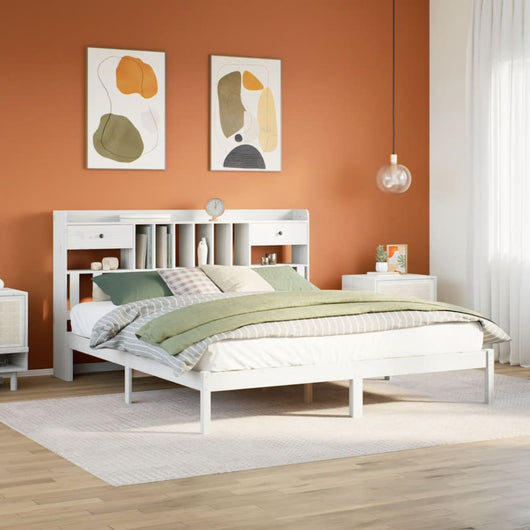 Giroletto con Libreria senza Materasso-Struttura Letto con contenitore 180x200 cm in Legno Pino 747864