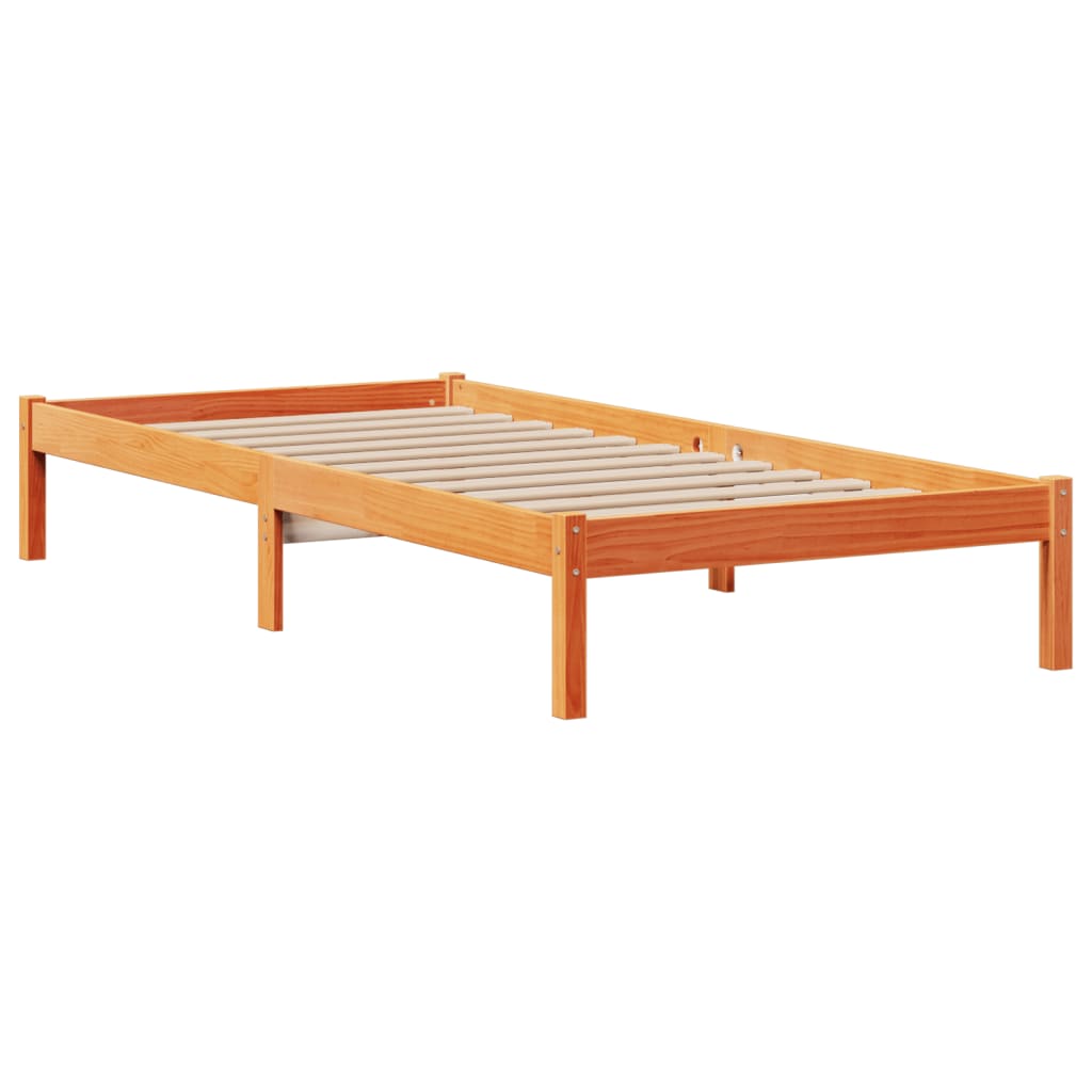 vidaXL Letto Libreria senza Materasso Marrone Cera 100x200 cm in Pino