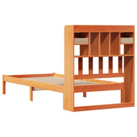Letto Libreria senza Materasso-Struttura Letto con contenitore Marrone Cera 100x200 cm in Pino 337716