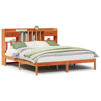 vidaXL Letto Libreria senza Materasso Marrone Cera 200x200 cm in Pino