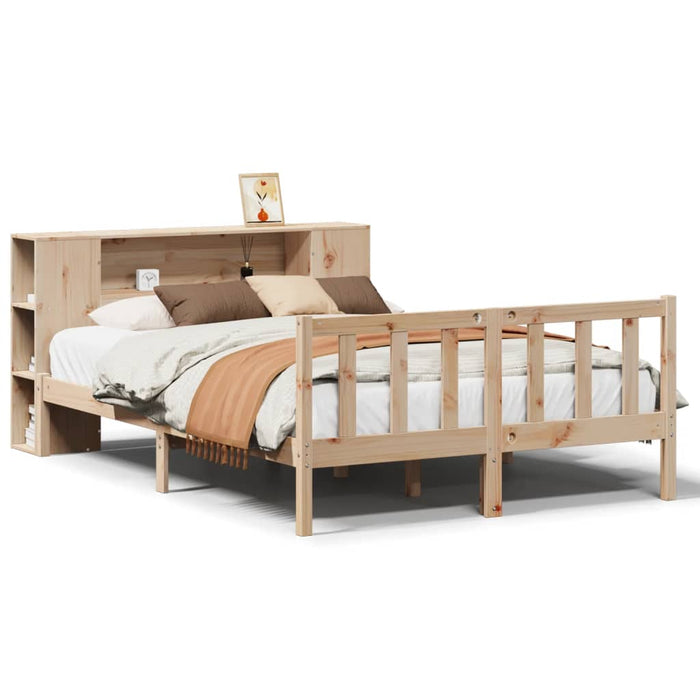Letto Libreria senza Materasso-Struttura Letto con contenitore 135x190 cm in Legno di Pino 470664