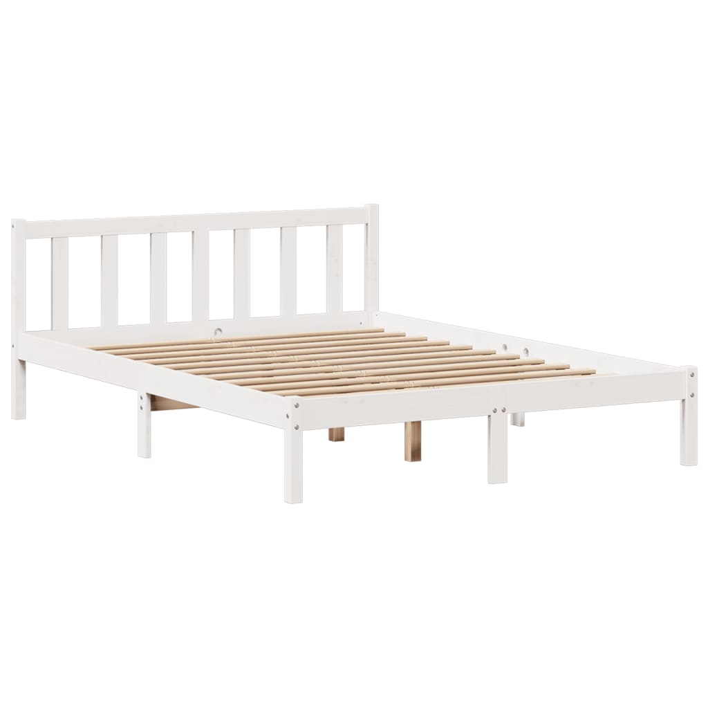 Letto Libreria senza Materasso-Struttura Letto con contenitore Bianco 120x200 cm Legno di Pino 654460