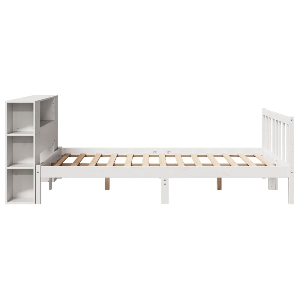 Letto Libreria senza Materasso-Struttura Letto con contenitore Bianco 120x200 cm Legno di Pino 654460