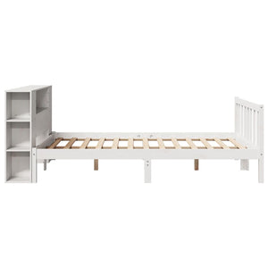 Letto Libreria senza Materasso-Struttura Letto con contenitore Bianco 120x200 cm Legno di Pino 654460