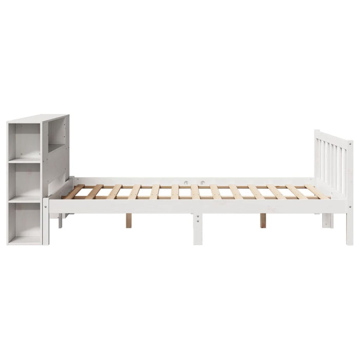 Letto Libreria senza Materasso-Struttura Letto con contenitore Bianco 120x200 cm Legno di Pino 654460
