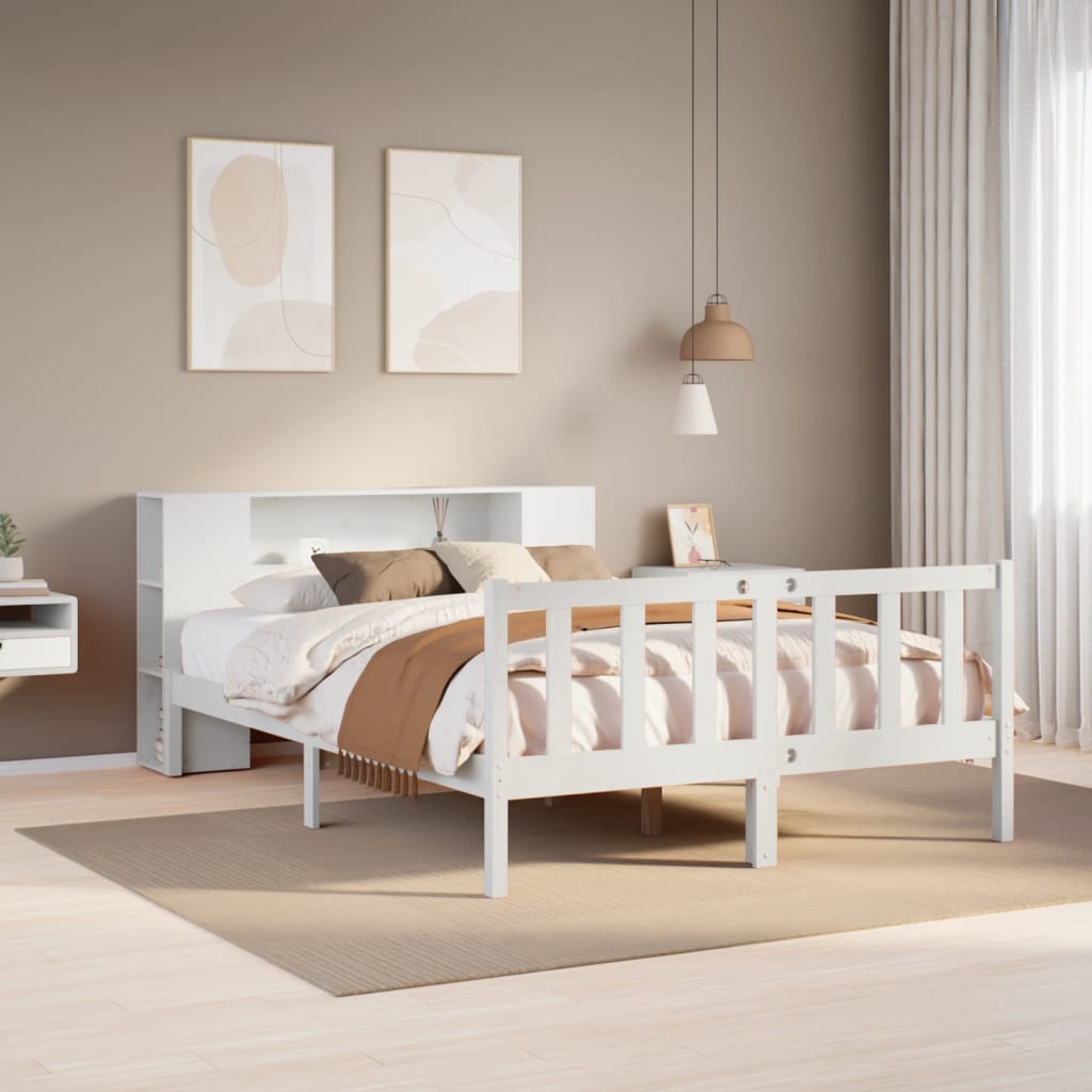 vidaXL Letto Libreria senza Materasso Bianco 150x200 cm Legno di Pino