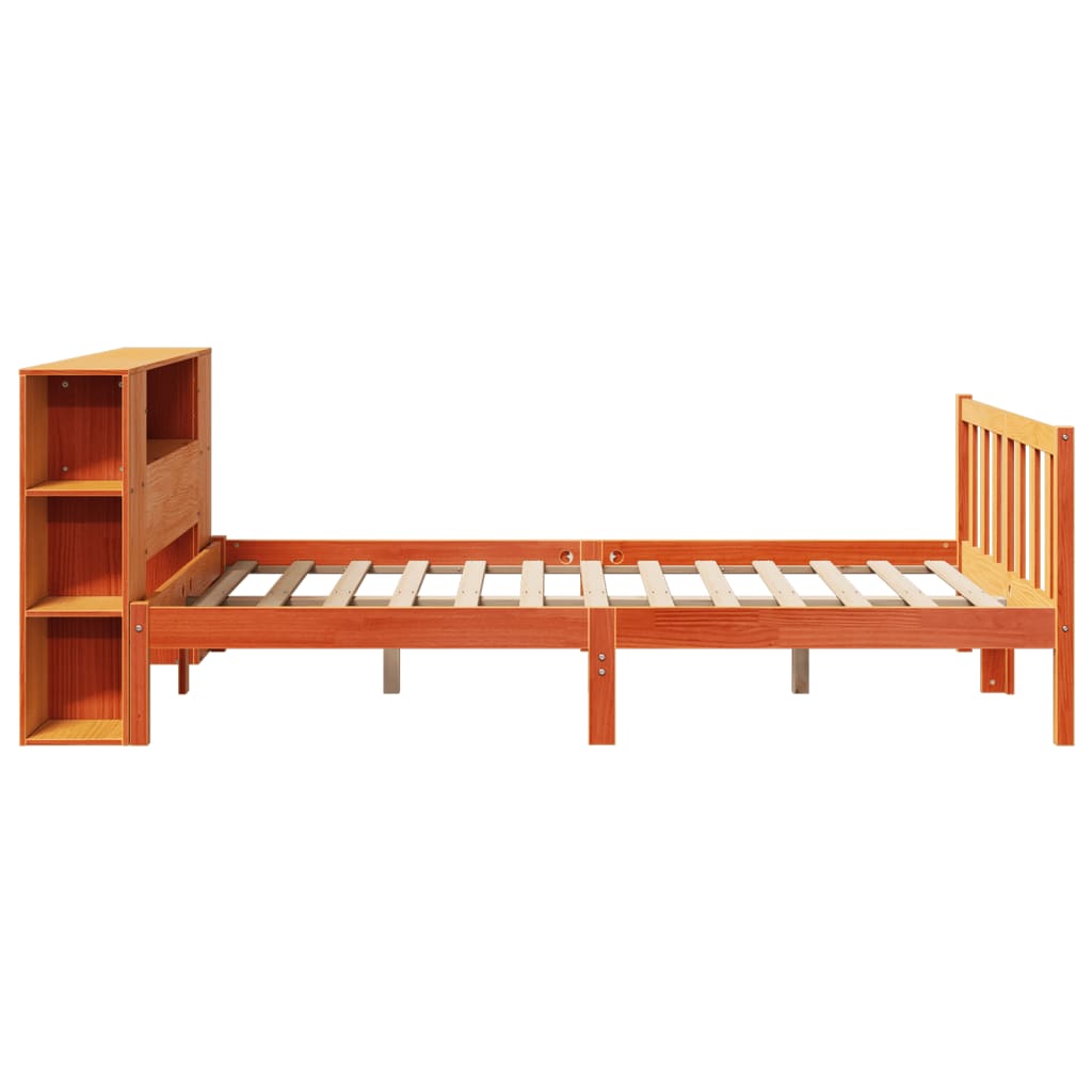 vidaXL Letto Libreria senza Materasso Marrone Cera 135x190 cm in Pino