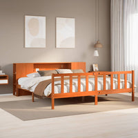 Letto Libreria senza Materasso-Struttura Letto con contenitore Marrone Cera 180x200 cm in Pino 159885