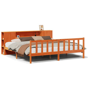 vidaXL Letto Libreria senza Materasso Marrone Cera 200x200 cm in Pino
