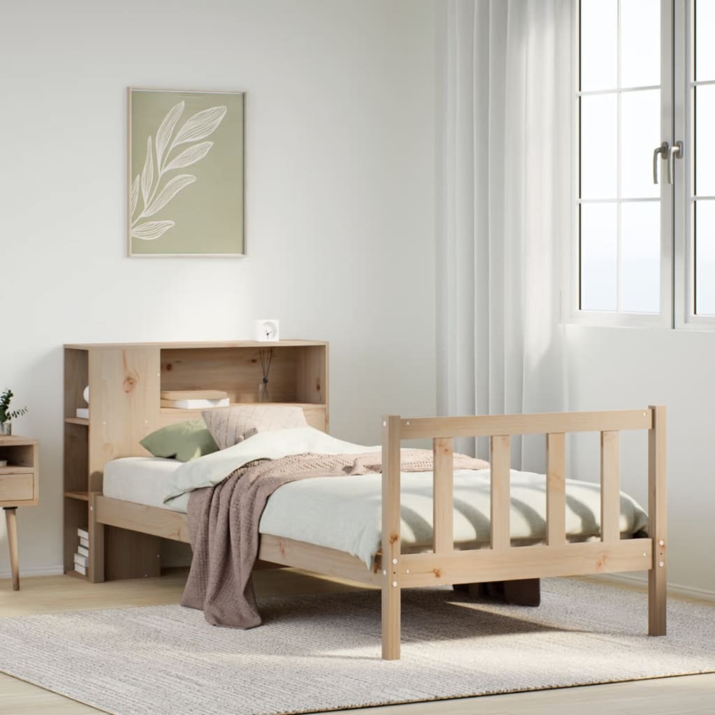 Letto Libreria senza Materasso-Struttura Letto con contenitore 100x200 cm in Legno di Pino 474782