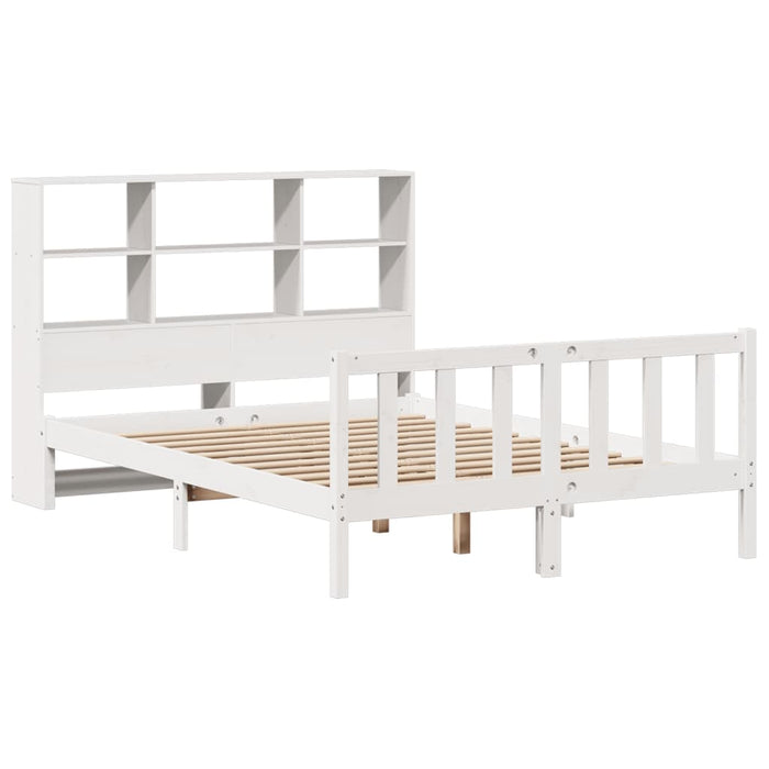 Letto Libreria senza Materasso-Struttura Letto con contenitore Bianco 120x200 cm Legno di Pino 135616